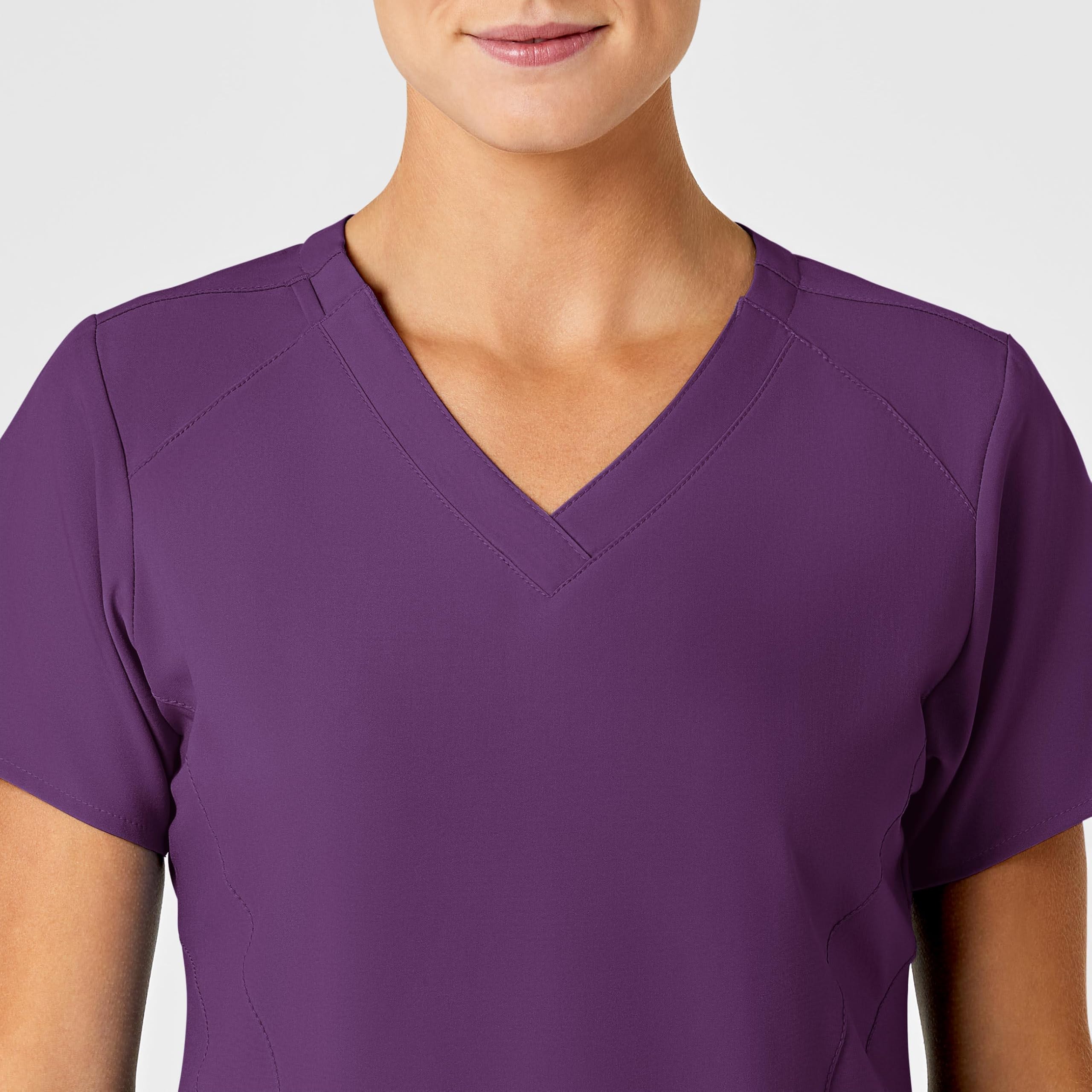 WonderWink Women's Plus-Size Women's Stylized V-Neck Top Shirt, Eggplant, 4-XLarge