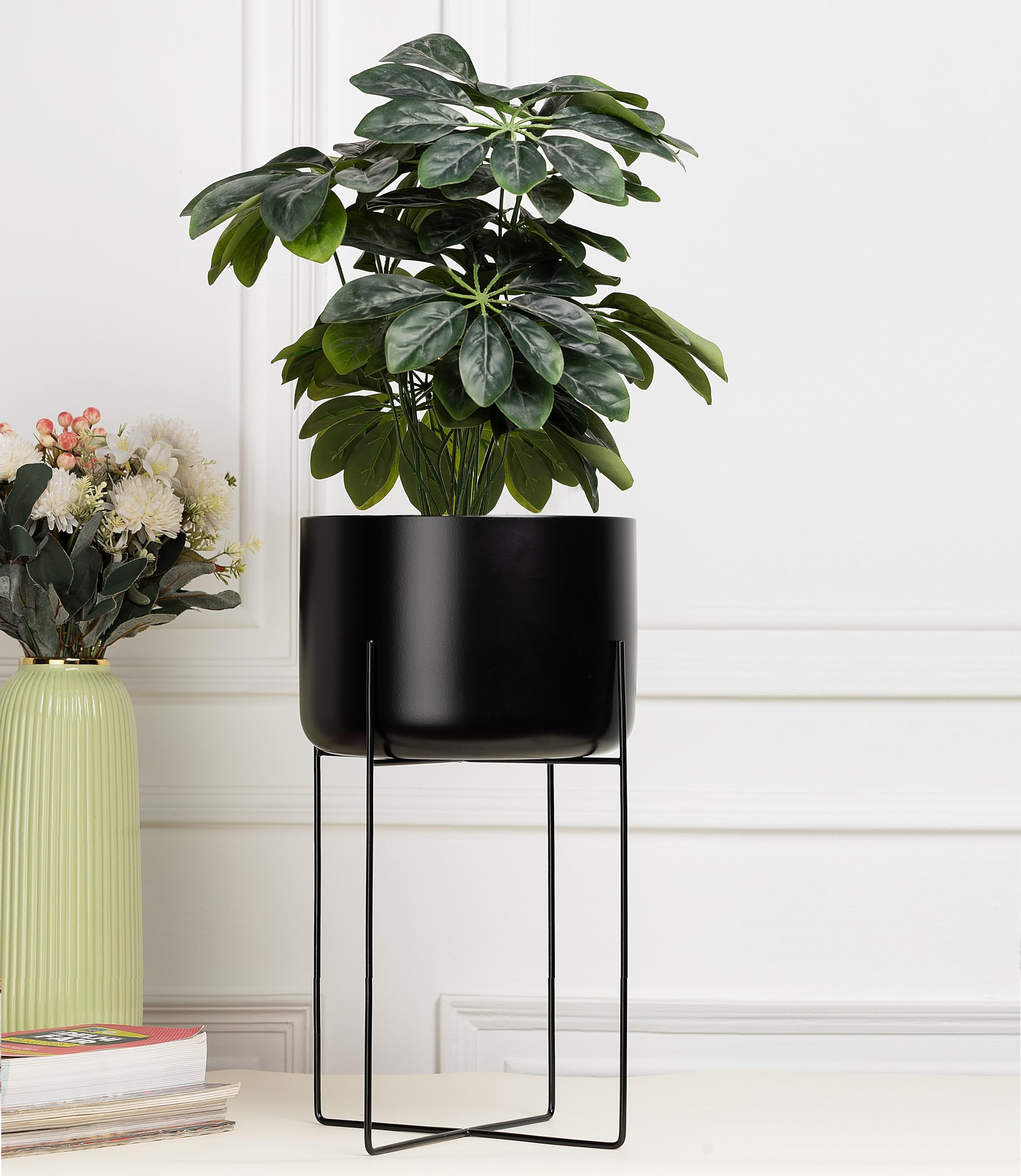OPAXA LIVING- Aluminium Planter Pot with Stand, (Black Texture) (25 x 25 x 39 CM) (Pack of 1) (B09RSPRKXB) Amazon Price History, Amazon Price Tracker