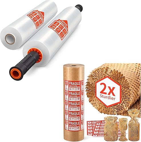 JARLINK Película elástica, envoltura retráctil de 15 x 1000 pulgadas para envoltura de paletas de 15 x 213 pies, papel de embalaje de panal para