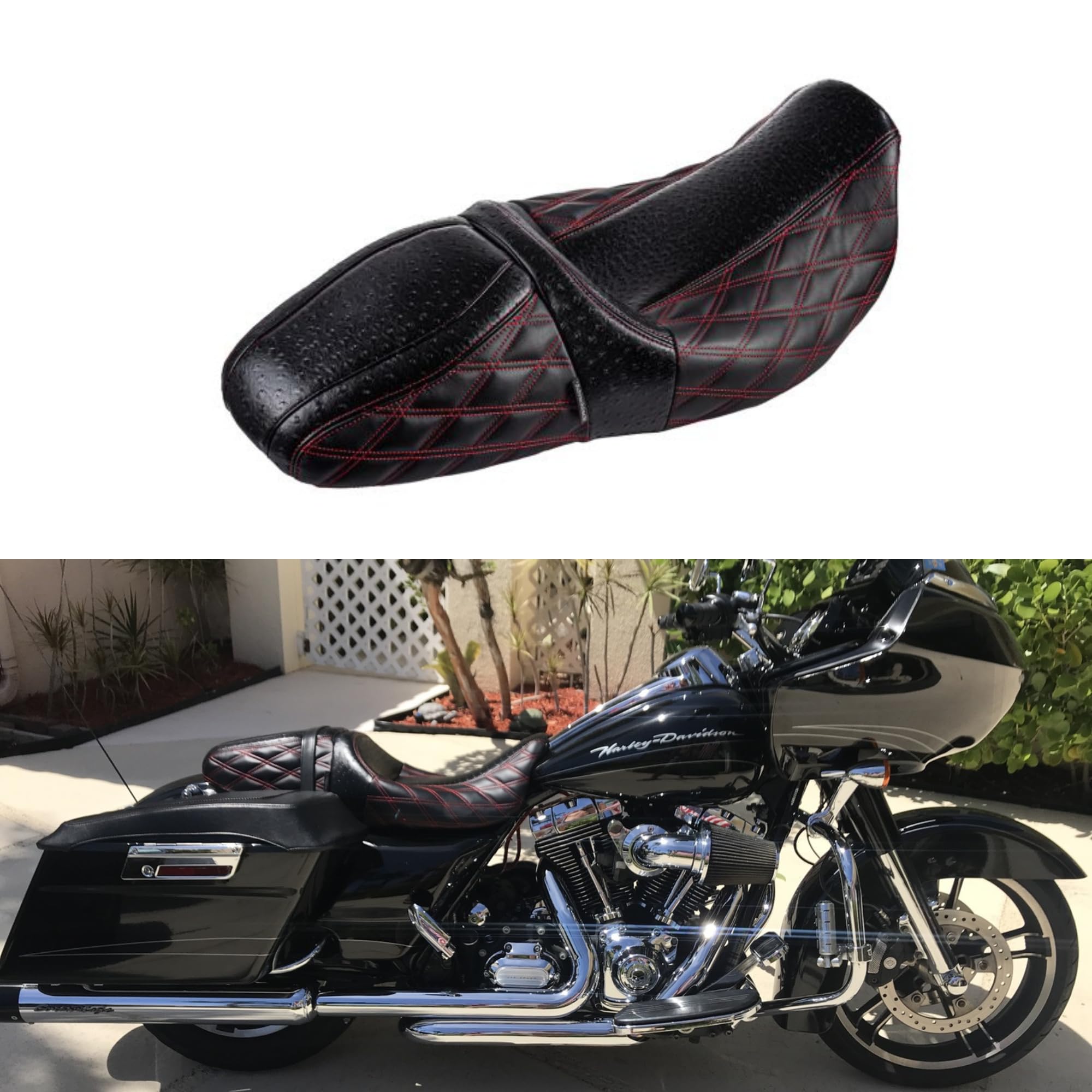 Amazon.com: Advanblack Harley Seat Raptor Seat With Diamond Red