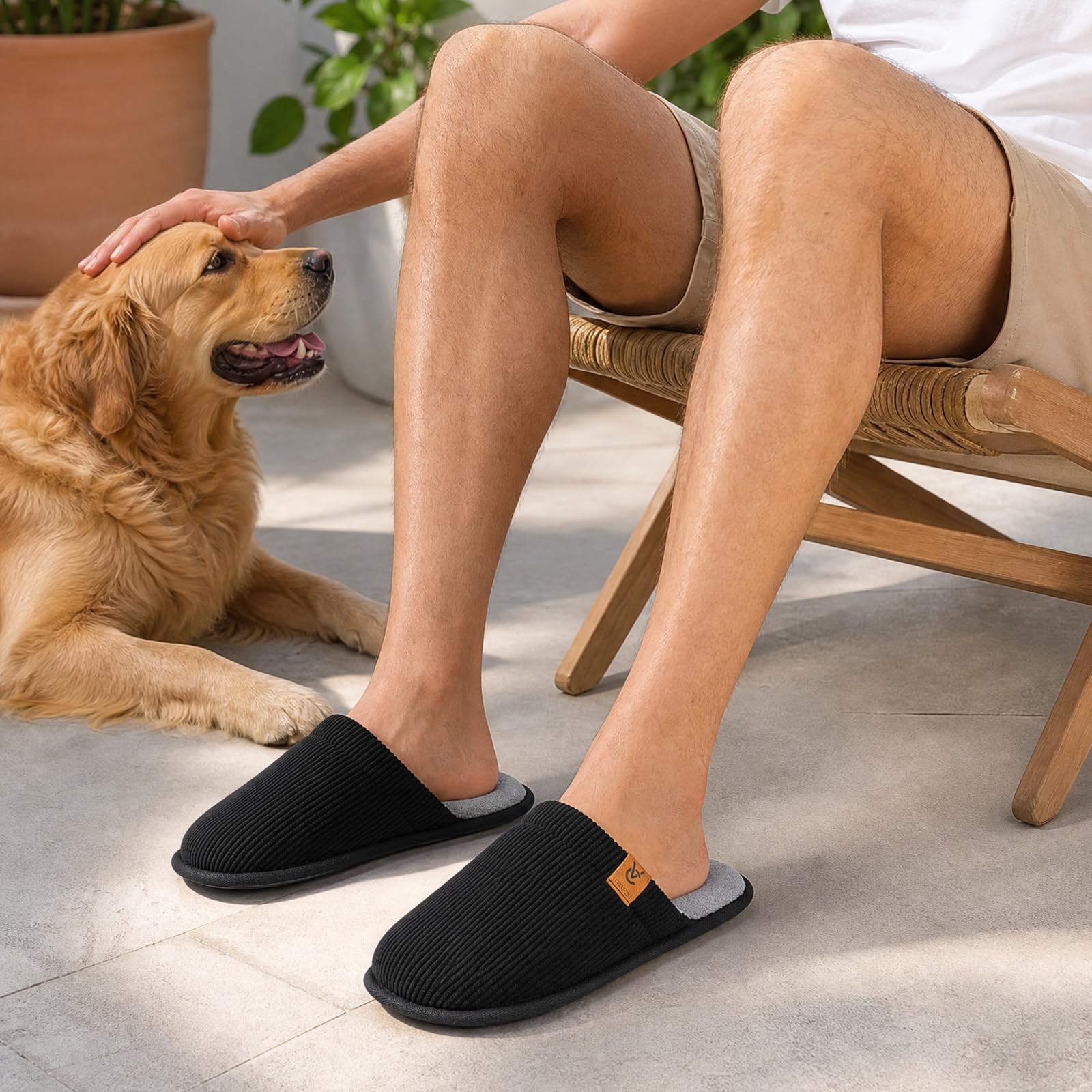 VeraCosy Chaussons respirantes douces pour hommes à mémoire foam intérieur outdoor l'été et l'automne pantoufles