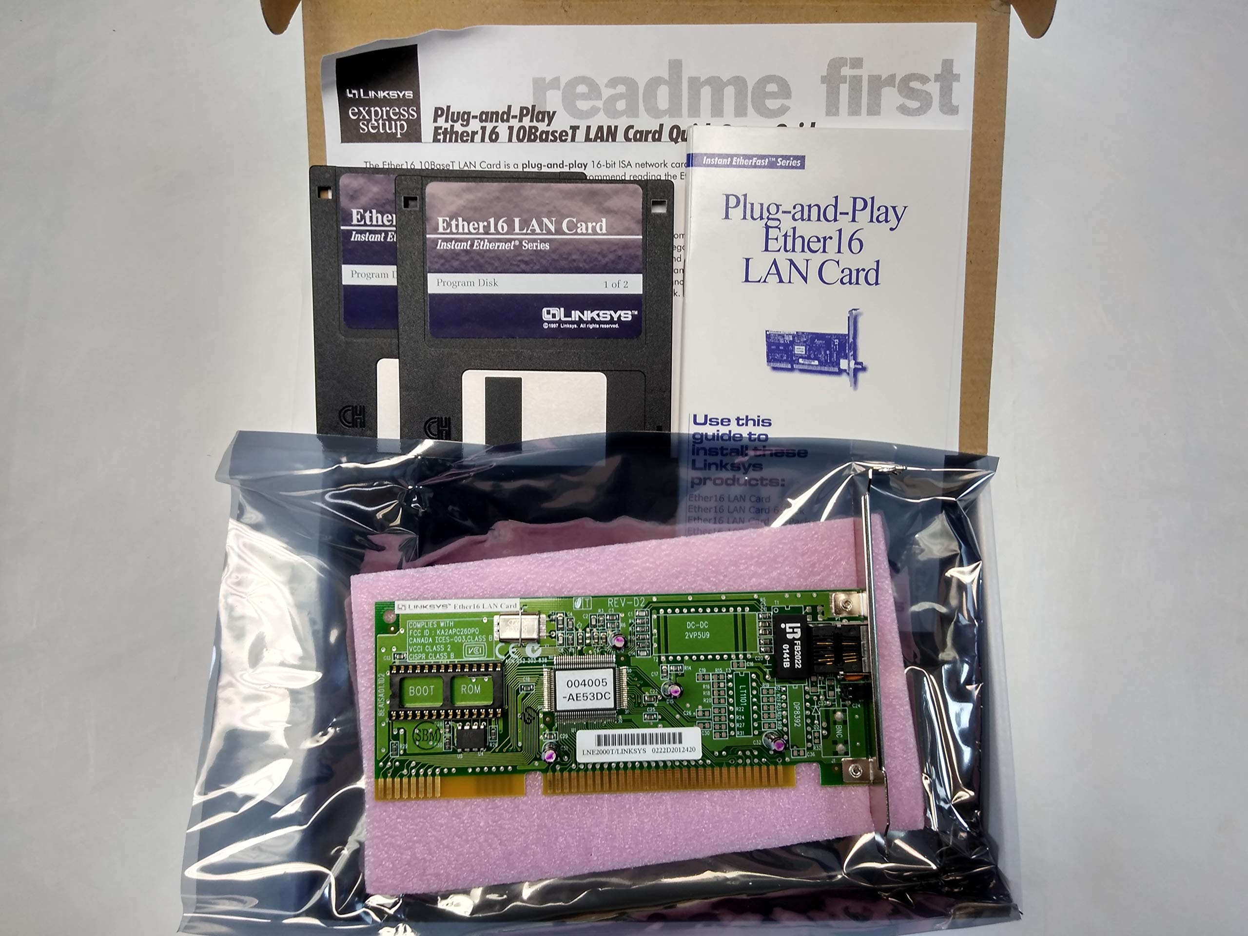 Linksys RJ45 ISA8/16 Ether16 10MBs 10BT Plug and Play Fast Enet