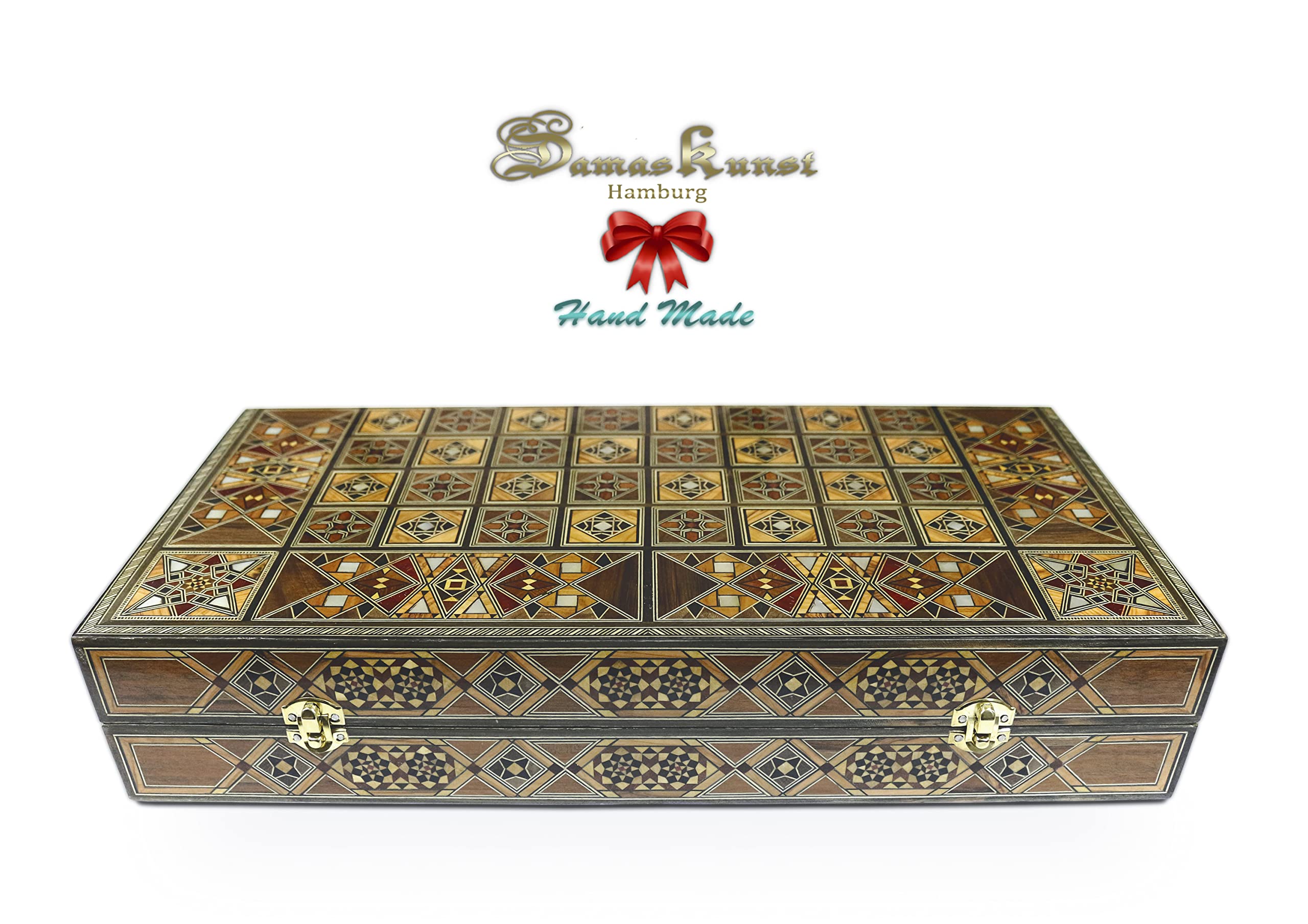 Novità 50 x 50 cm, in legno originale Backgammon Tavla/scacchi DAMA BK, 512F con 30 mattoncini in legno Backgammon e scacchi in legno KH 95 mm