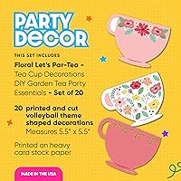 Vista 2 de Big Dot of Happiness Floral Let's Par-Tea - Decoraciones para tazas de té, artículos esenciales para fiestas de té en jardín, juego de 20