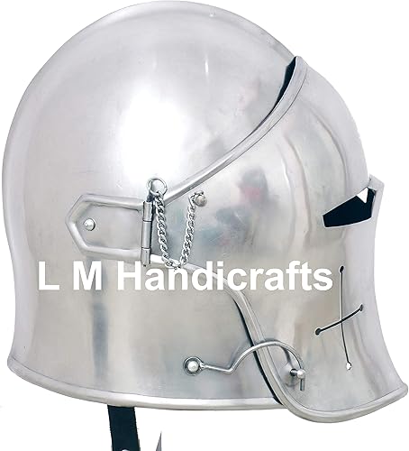 Miniatura 5 de Medeaval Visored Barbuta Templar Crusader Armor Helmet Roman Spartan Silver casco vikingo casco casco de caballero casco espartano medieval armadura