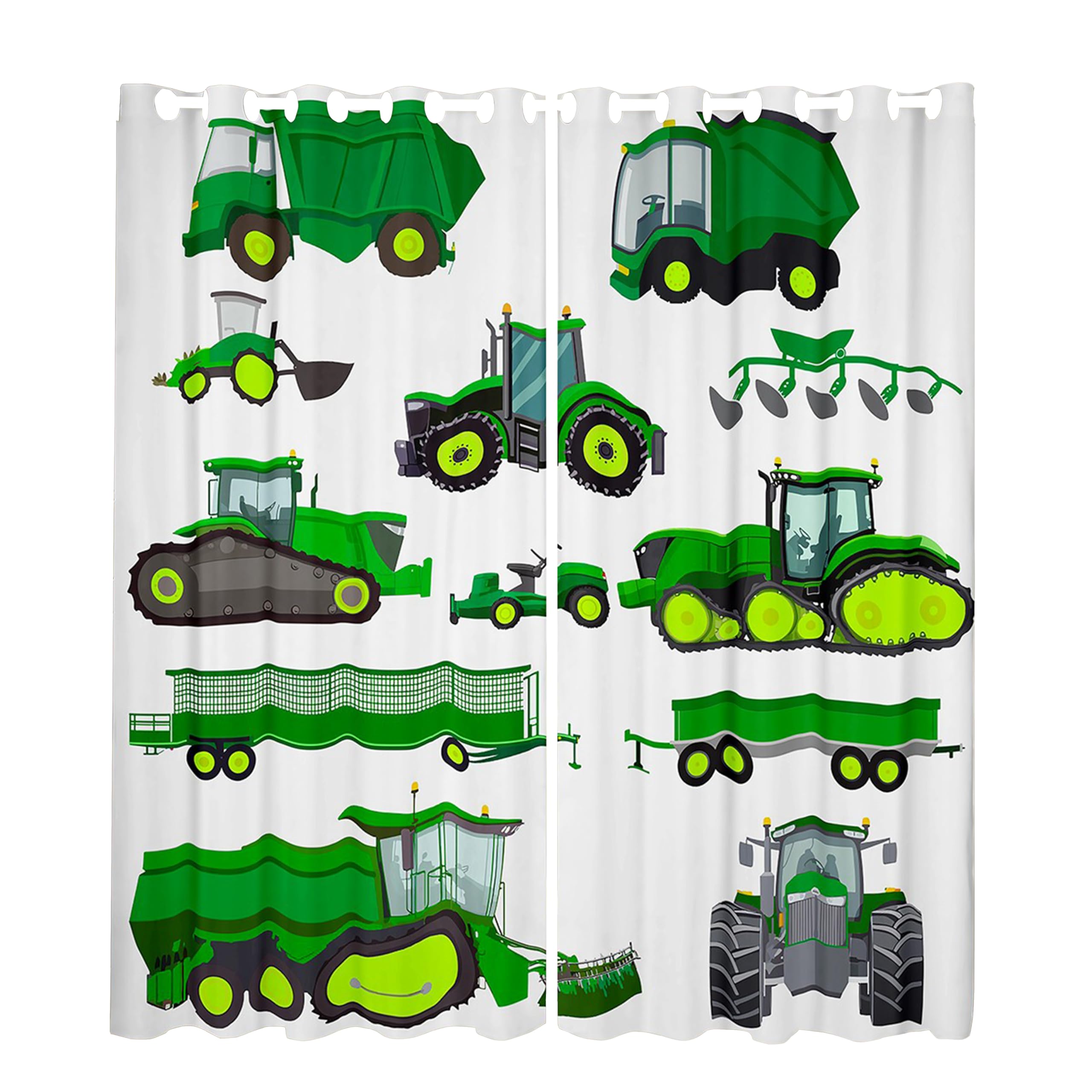 Erosebridal Equipment Trucks Blackout Curtains Cartoon Excavators Darkening Curtains Green Vehicle Window Treatments 42"x63",2 Panels Construction Tractor Window Drapes โ image 1