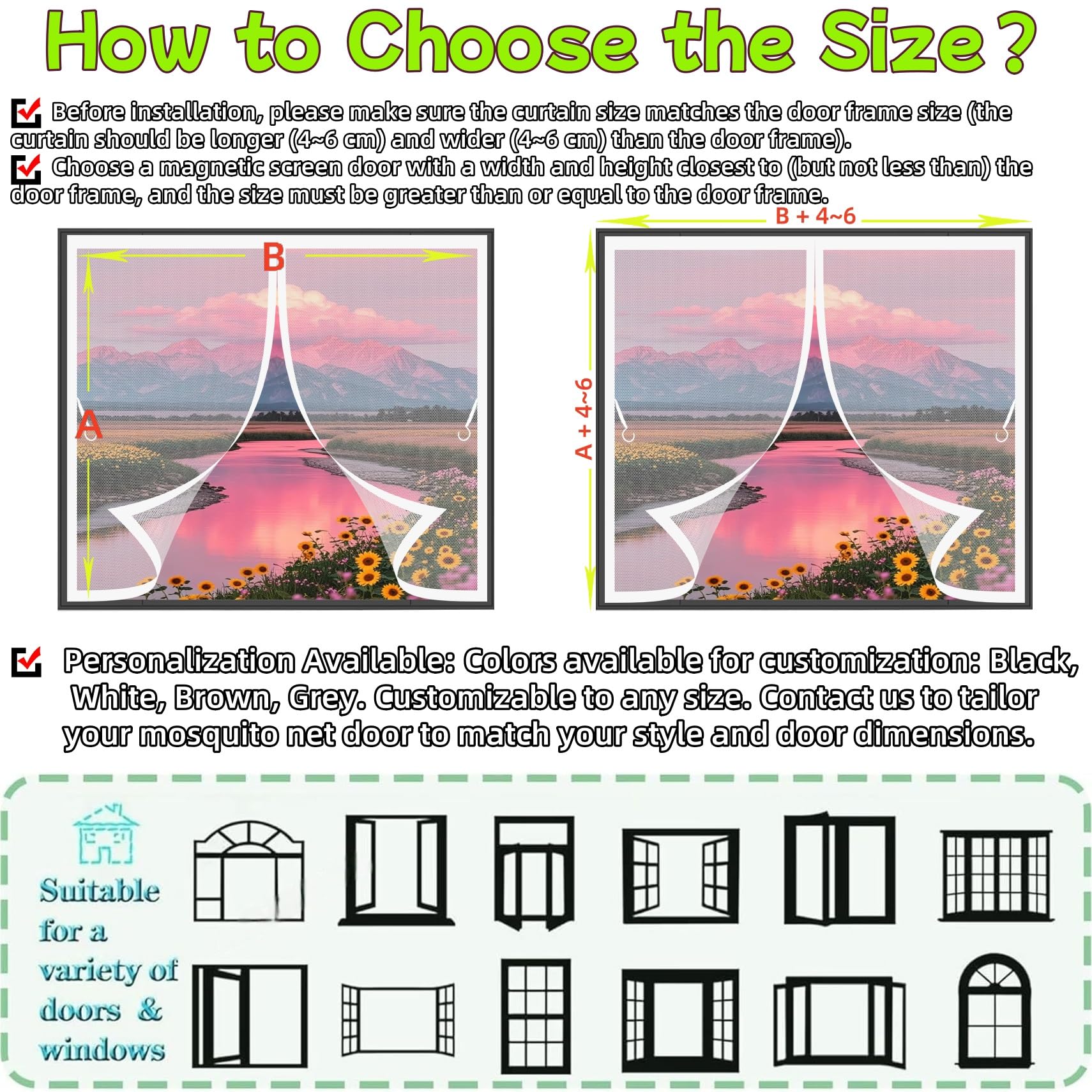 Fliegenvorhang Magnetisch 168 x 178 cm Automatisches Schließen, Klettband Oben, Nicht Kürzbar Vorhang Fliegengitter Fenster für Terrasse Schlafzimmer Usw, Weiß