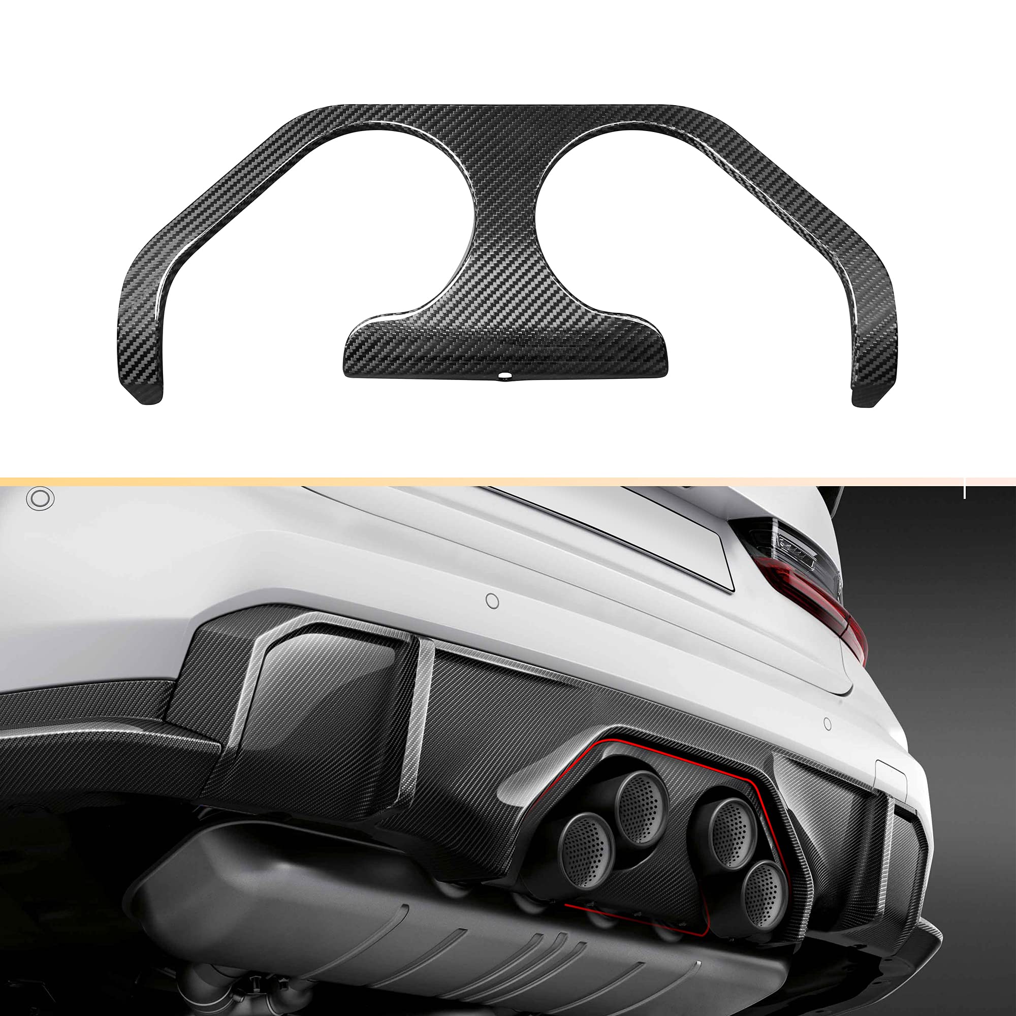 Real Dry Carbon Rear Lip Compatible/Replacement for MP Style Rear Lip Middle Outlet Exhaust Board,Fi