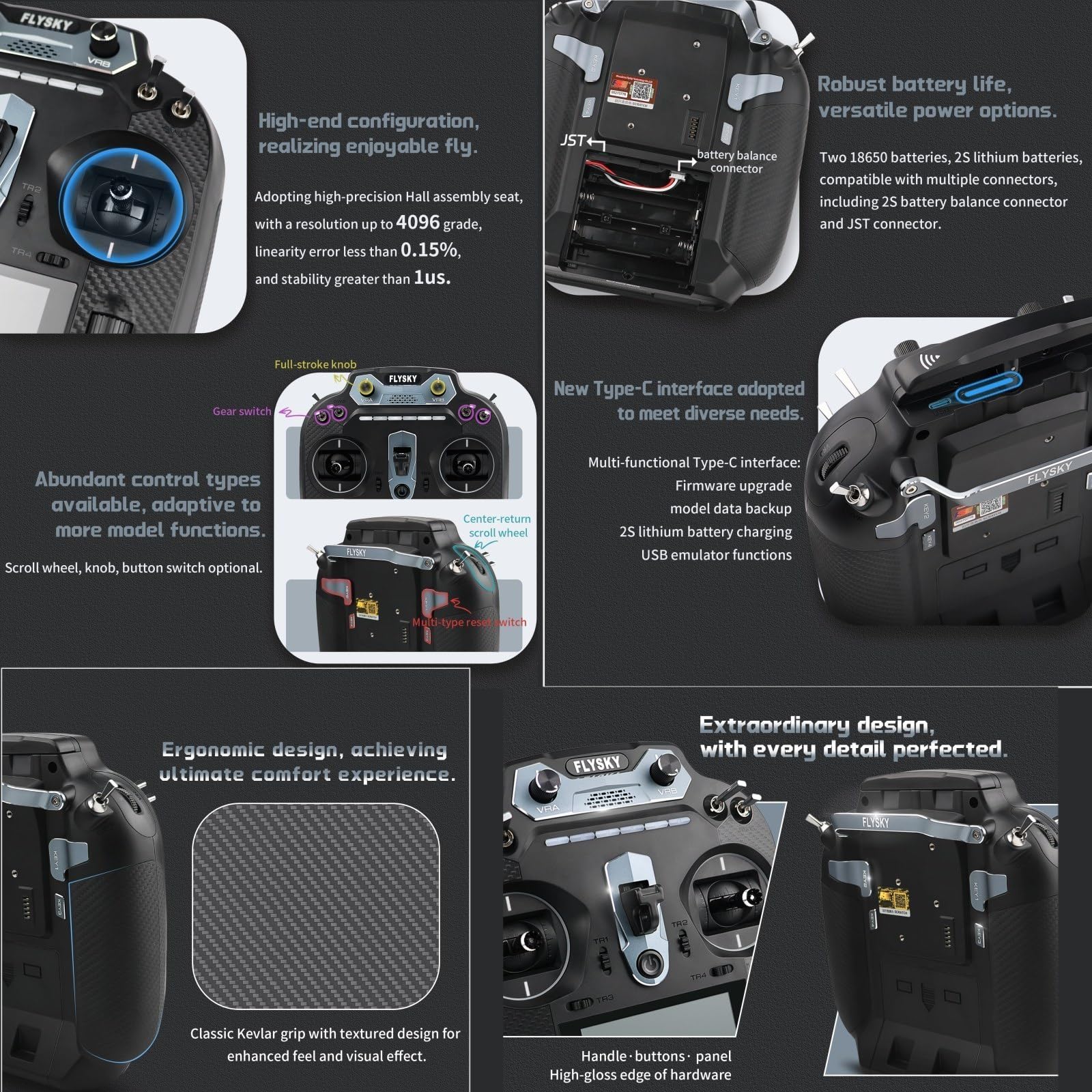 HTLNUZD New Flysky FS-ST16 16CH 2.4GHz Digital Transmitter Protocol & FS-SR8 Receiver - RC Helicopter, Plane, Multicopter, Car, Boat