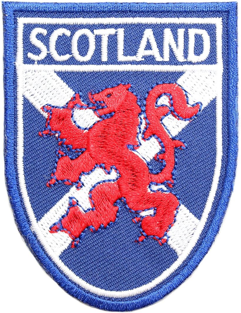 Scottish St. Andrews Saltire Flag with Lion Rampant and Scotland Shield Sew on / Iron on Fabric Patch