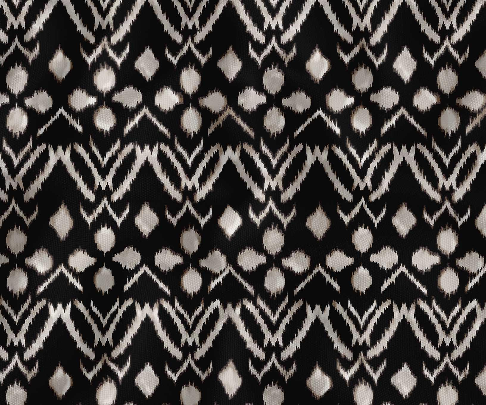 Soimoi Toile de coton imprimée | Ikat Design - Noir | 142 cm de large | Vendu au mètre | Tissu d'ameublement et de loisirs créatifs très résistant