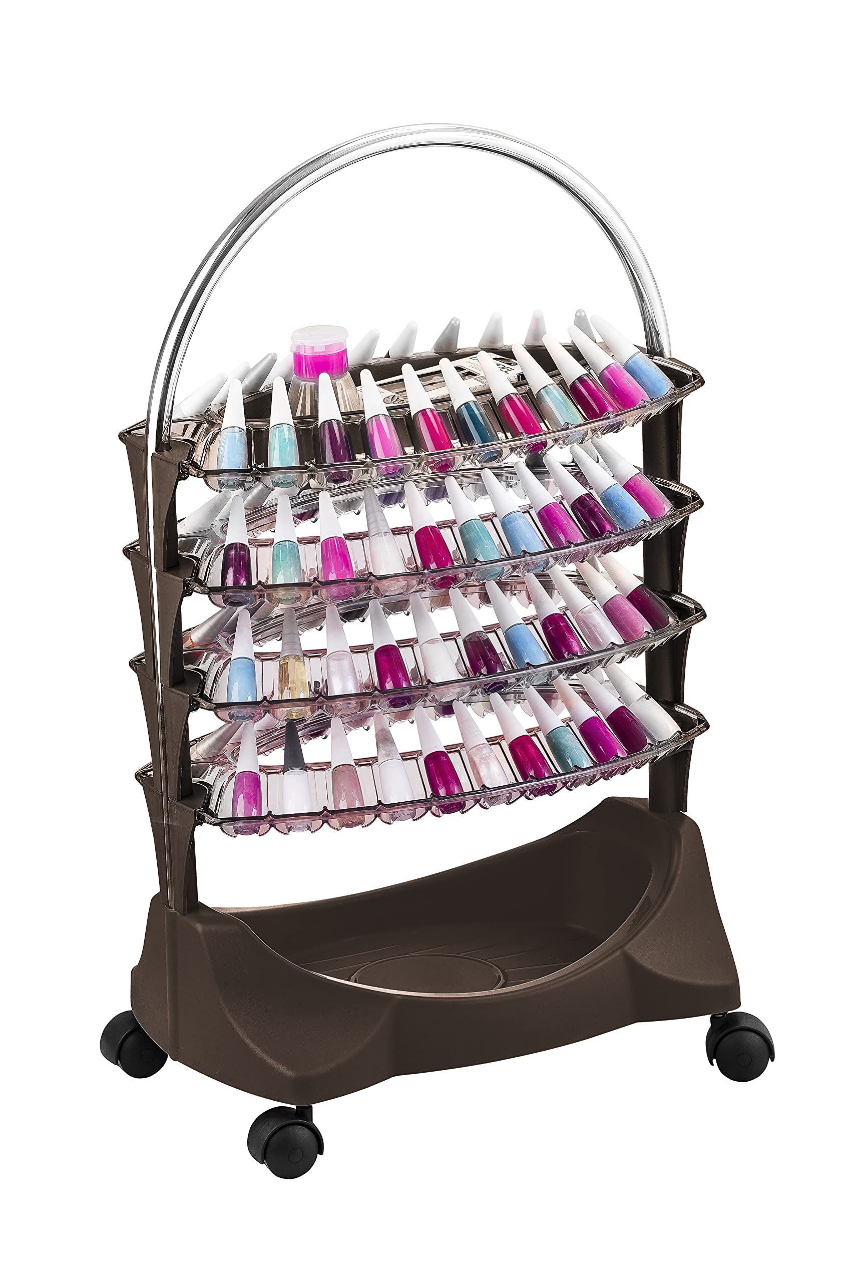 DOMPEL Carrito de Manicura SMALTBELL CLASSIC 4 BANDEJAS - Expositor Esmaltes - Uñas/Manicura/Pedicura - Belleza/Spa/Estética - MADE IN BRASIL - MODELO EXCLUSIVO - Marrón
