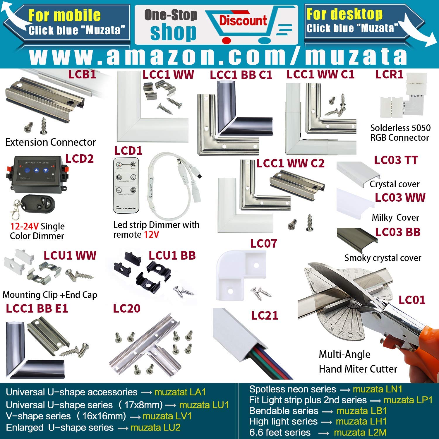Buy Muzata 8PACK Led Channel Corner Connectors LShape Adaptor for U1SW U101 UShape Aluminum