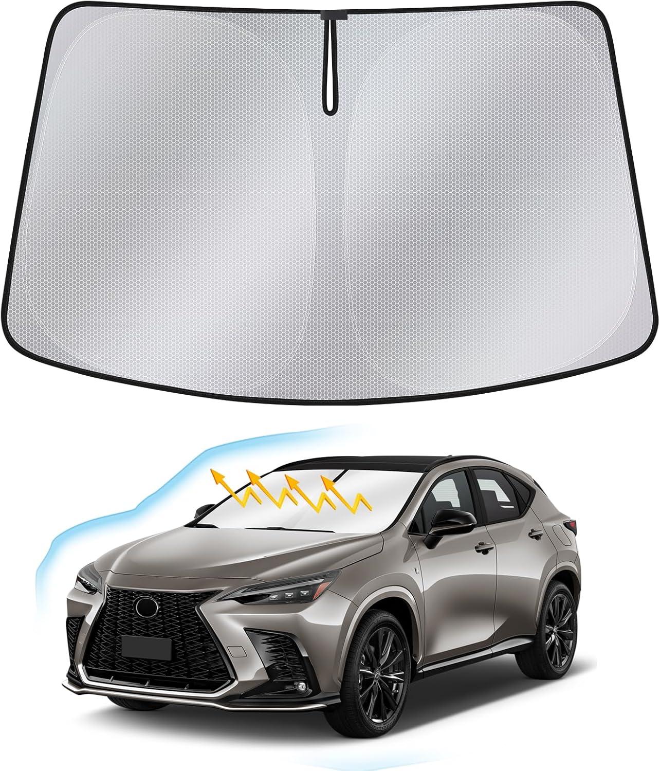 Windshield Sunshade for Lexus NX NX250 NX350 NX350h NX450h+ 2022-2024 2025, Upgraded Nano Material Front Window Shade Cover for Lexus NX350 Accessories, Foldable Windshield Sunshade Protector