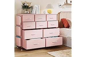 Stunning 10-Drawer Pink Dresser for Bedroom Bliss