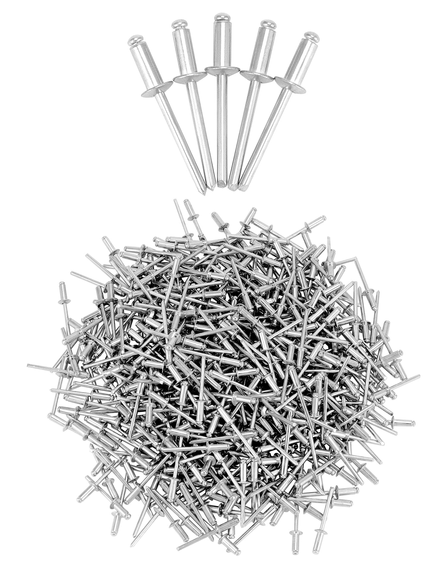 QWORK Remaches ciegos de aluminio, 500 piezas de 3/16 x 1/2 pulgadas (4,8 x 12 mm), surtido de remaches ciegos, remaches ciegos, plateado