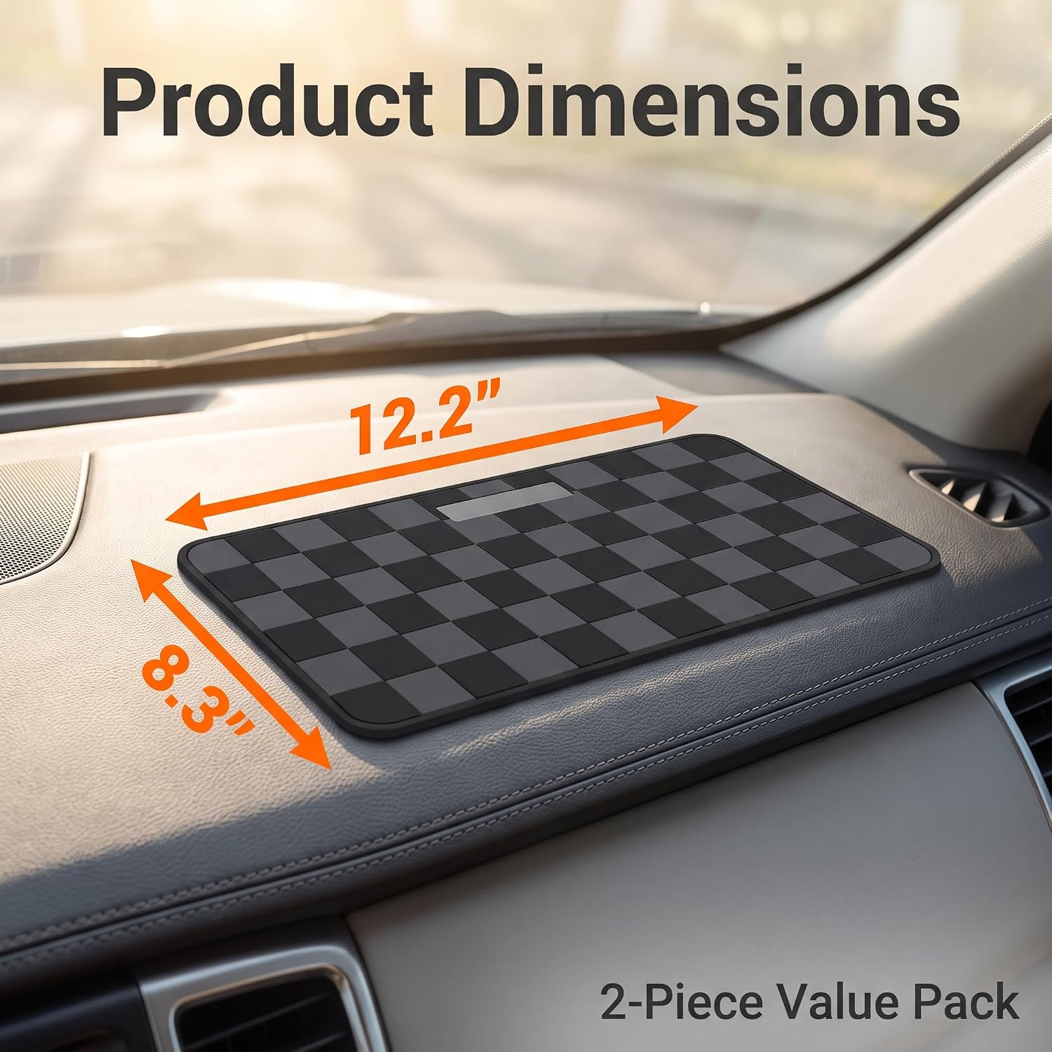 Non Slip Pad for Car Dashboard Aluminum Alloy, Anti Slip Mat for Phone Keys Sunglasses, Universal Dash Grip Mat for Vehicles (Black) image 2