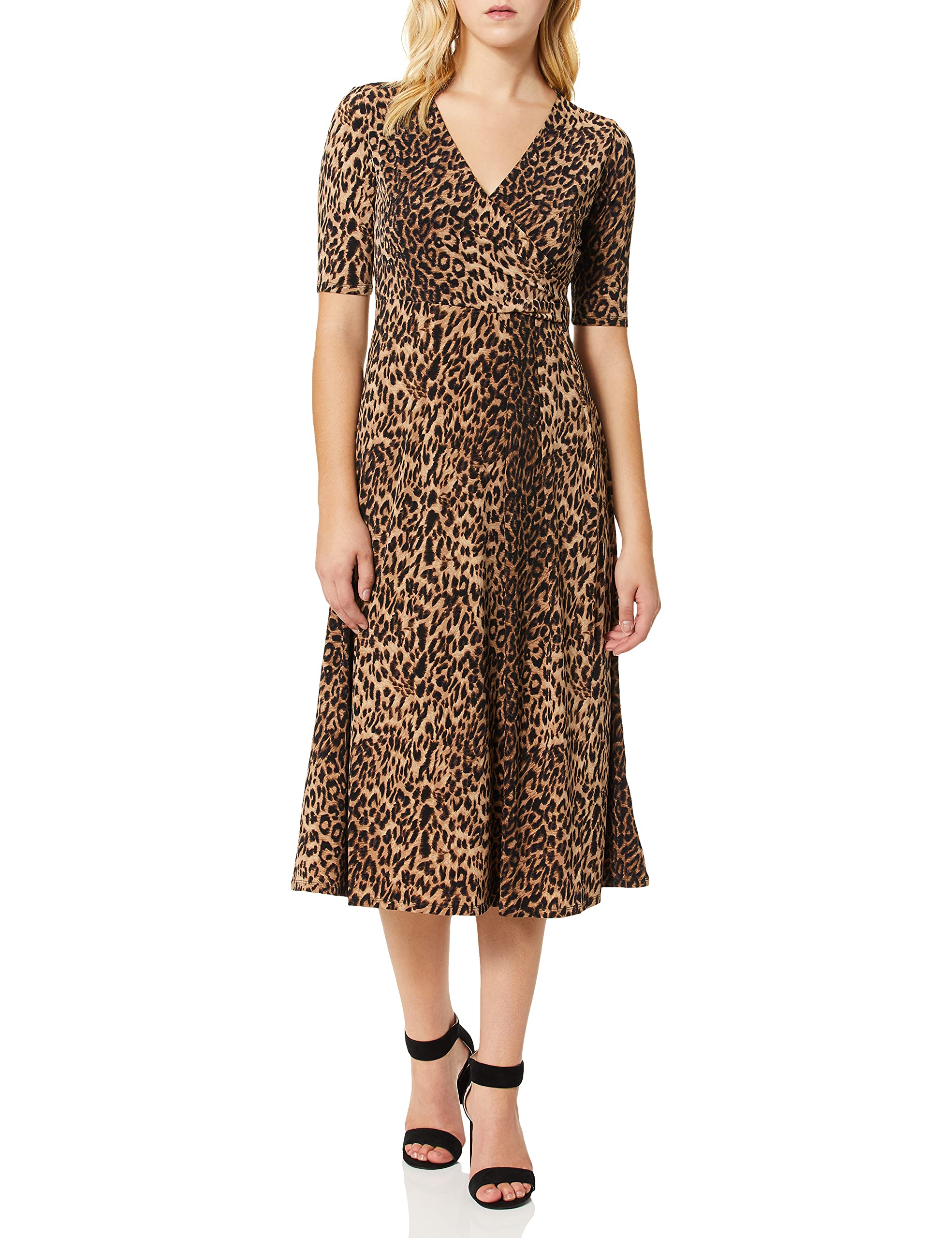 Chaus Women's Elbow SLV Leopard Spots Wrap Dress