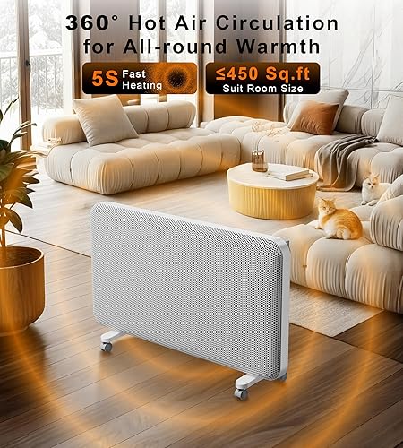 Miniatura 2 de Convection Infrared Space Heaters for Large Room, 1500W Electric Heater with Thermostat, 24H Timer,360 Whole-Room Heating, Heaters with Tip-over &