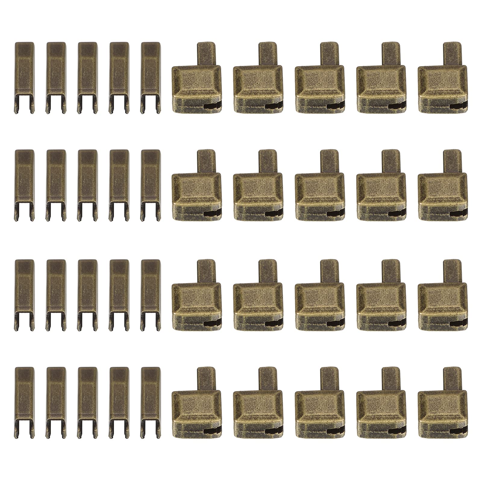 uxcell 20Sets Zipper Repair Kits, 3 Retainers Box & Insertion Pins, Metal Latch Sliders for Bags Coats Open-end Zippers Replacing, Bronze Tone