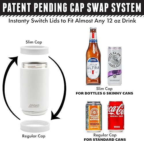 Miniatura 3 de DUALIE - Enfriador de latas aislado 3 en 1, tamaño universal para latas de 12 onzas, latas delgadas y botellas, color blanco