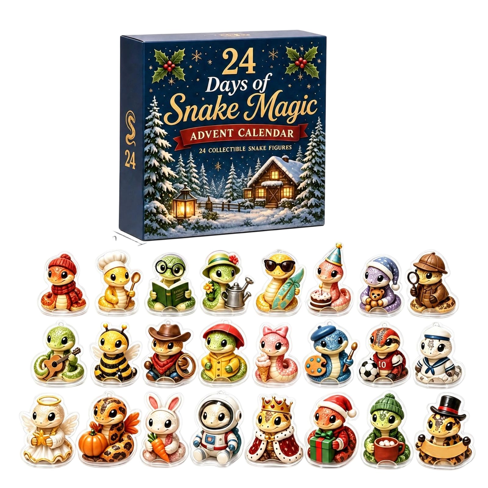 Little Snake Advent Calendar 2026,2D Acrylic Figurines Gift 24ps