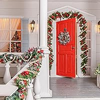 Vista 6 de Guirnaldas de Navidad de 48 pies con cuentas de madera, guirnalda de granja rústica, guirnalda de cuentas de Navidad, estilo bohemio, adornos