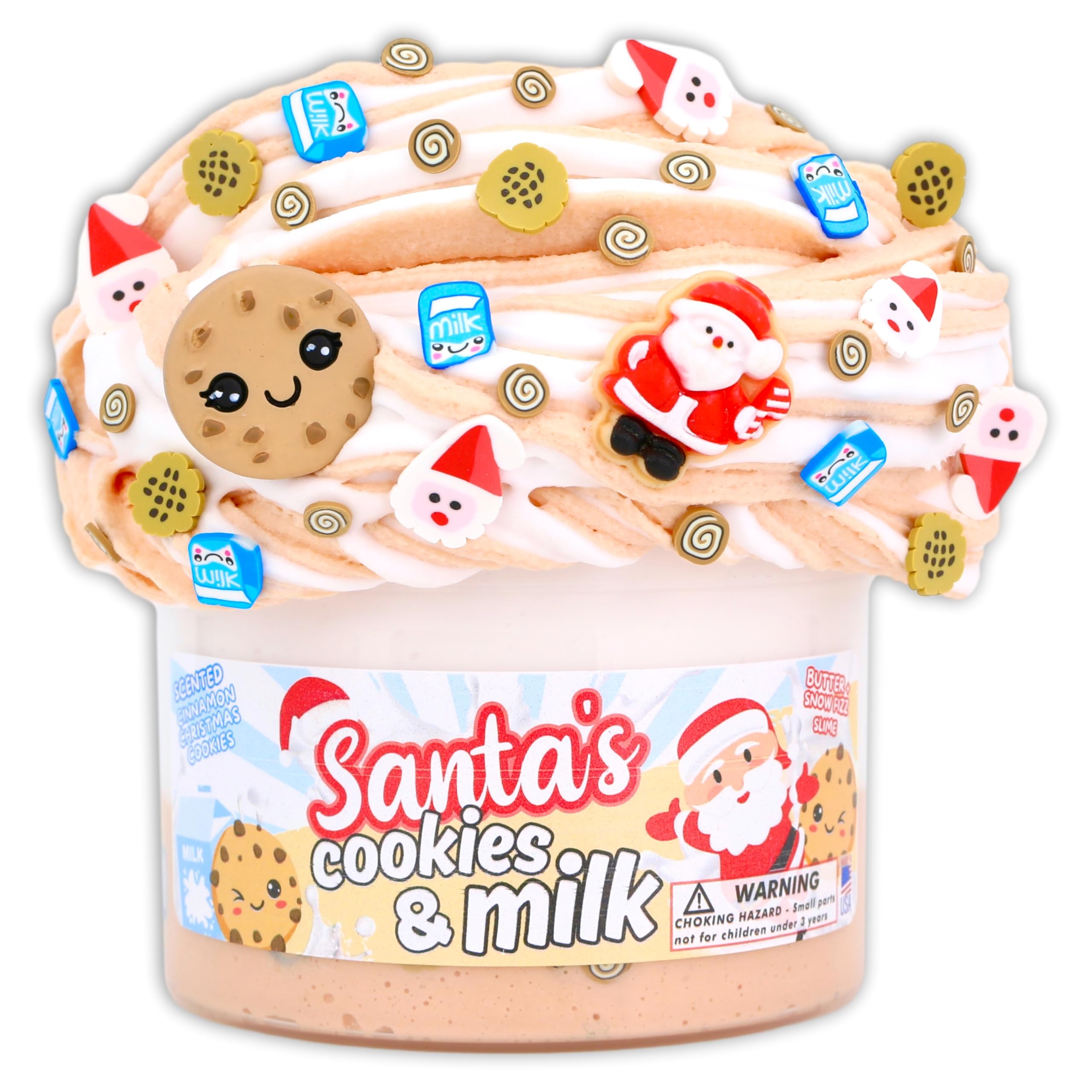 Santa's Cookies & Milk - Butter Snowfizz Textured Slime - Handmade in USA - Dope Slimes - Beige/White