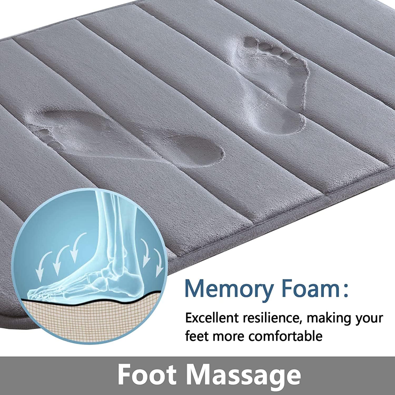Homaxy Memory Foam - Alfombra de baño (61 x 120 cm), color gris oscuro | absorbente, suave, antideslizante, lavable a máquina, lavable, para baño, alfombra de baño, alfombra de baño