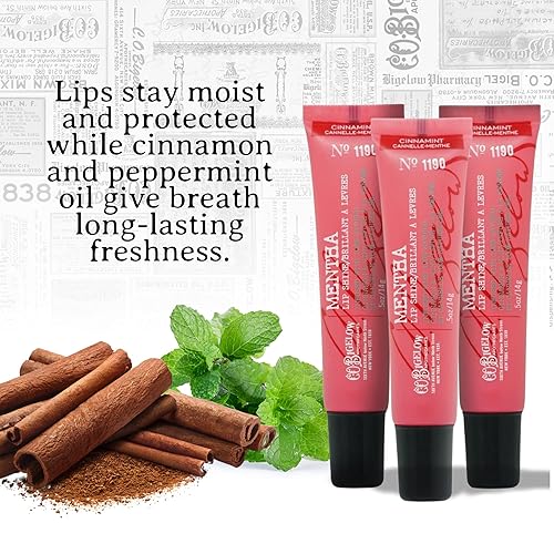 Miniatura 5 de C.O. Bigelow Cinnamint Mentha Lip Shine Lip Balm Trio, brillo labial y tubos de bálsamo, paquete de 3, 0.5 onzas cada uno