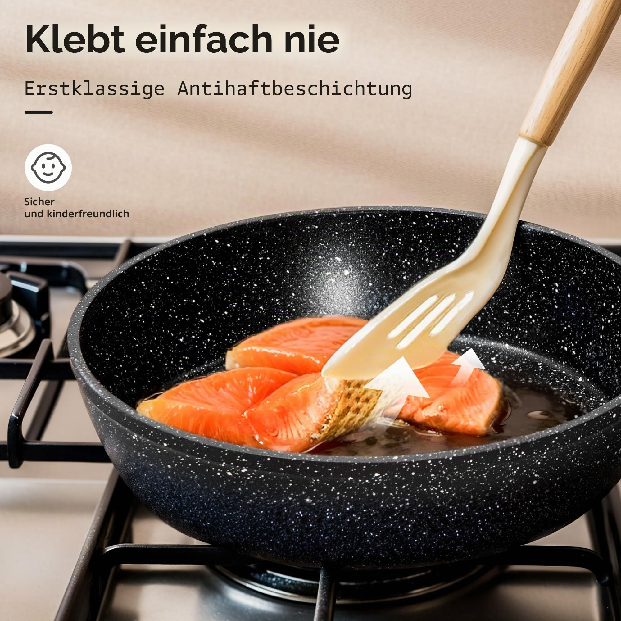 Kitchen Academy 30-teiliges Topfset Induktion, Granit Topf Pfannen Set | Antihaft-Kochgeschirr, Kochtopfset für alle Herdarten, schnelle Hitzeverteilung, 100% PFOA- und PFOS-frei