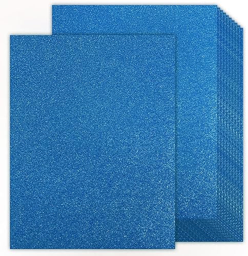 Miniatura 8 de Goefun - Cartulina azul con purpurina de 8.5 x 11 pulgadas, 24 hojas de doble cara, papel azul claro con purpurina que no se desprende de 10.58