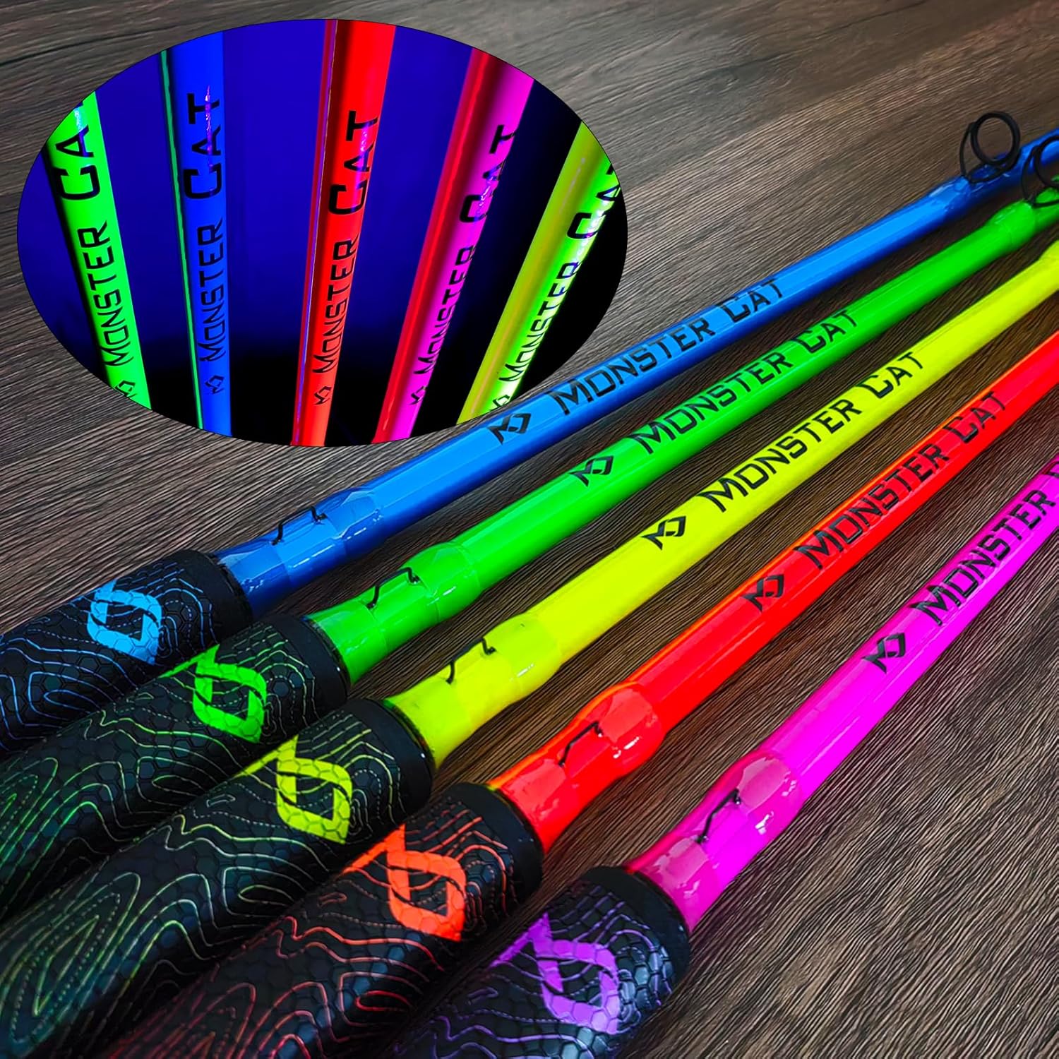 Monster Catfish Fishing Rod - 7' Medium Heavy, 1-Piece Glow in Dark Casting Rod, S-Glass & Carbon Graphite Blend, Durable EVA Foam Super Grip, Catfish Pole for Night Fishing