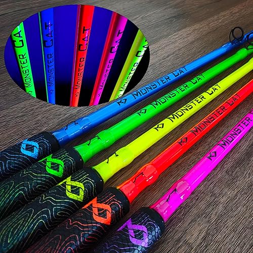 Miniatura 8 de Monster Caña de pesca para bagre, 1 pieza de 7 pies que brillan en la oscuridad, caña de pescar duradera de vidrio S y grafito de carbono para