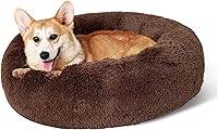 Vista 55 de Bedsure - Cama relajante para perro mediano, lavable, tipo dona, cama para gato, antideslizante, redonda, afelpada, mullida, de piel sintética