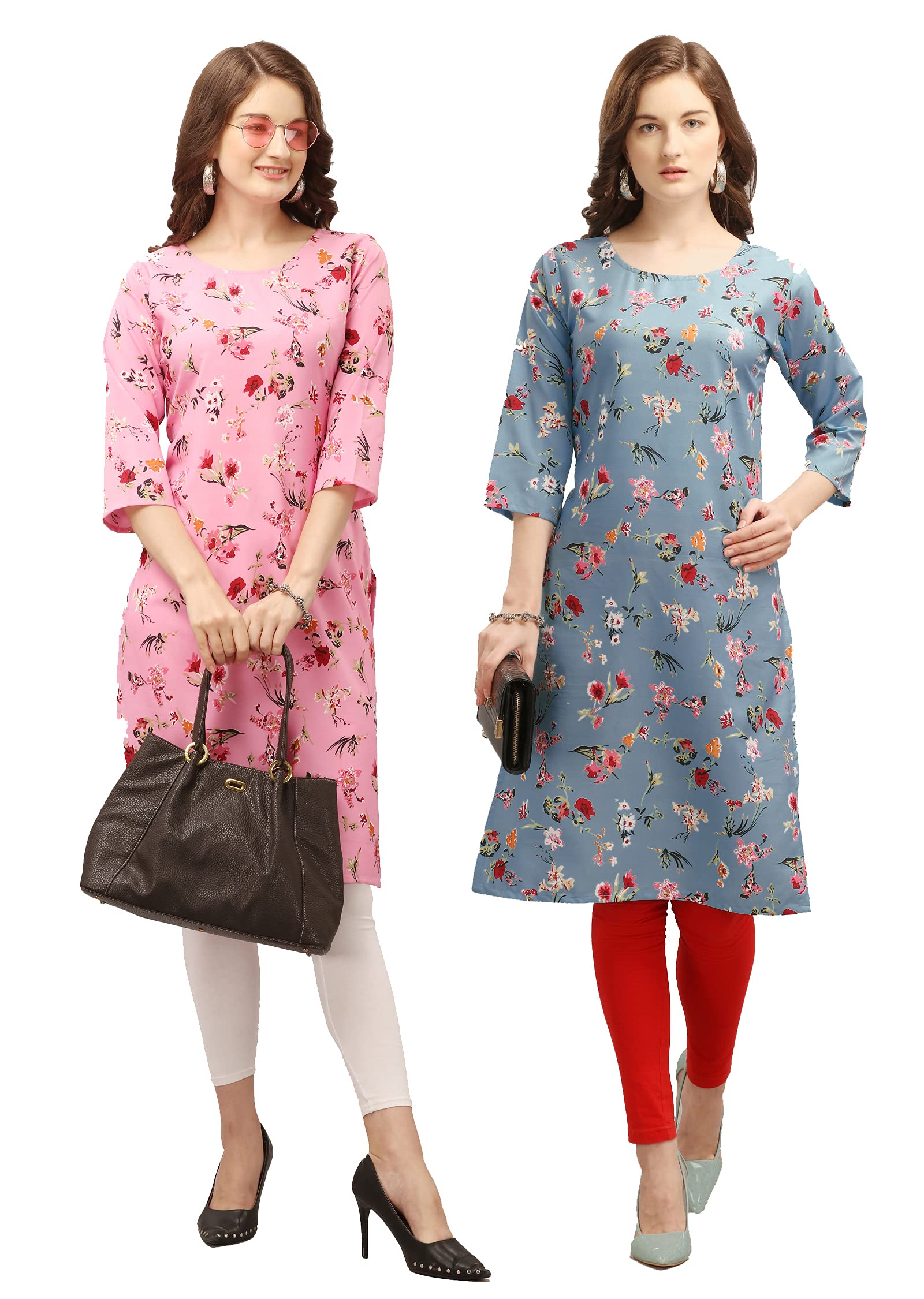 Rangrasiya Corporation Women Crepe Straight Knee-Long Floral Printed Kurti