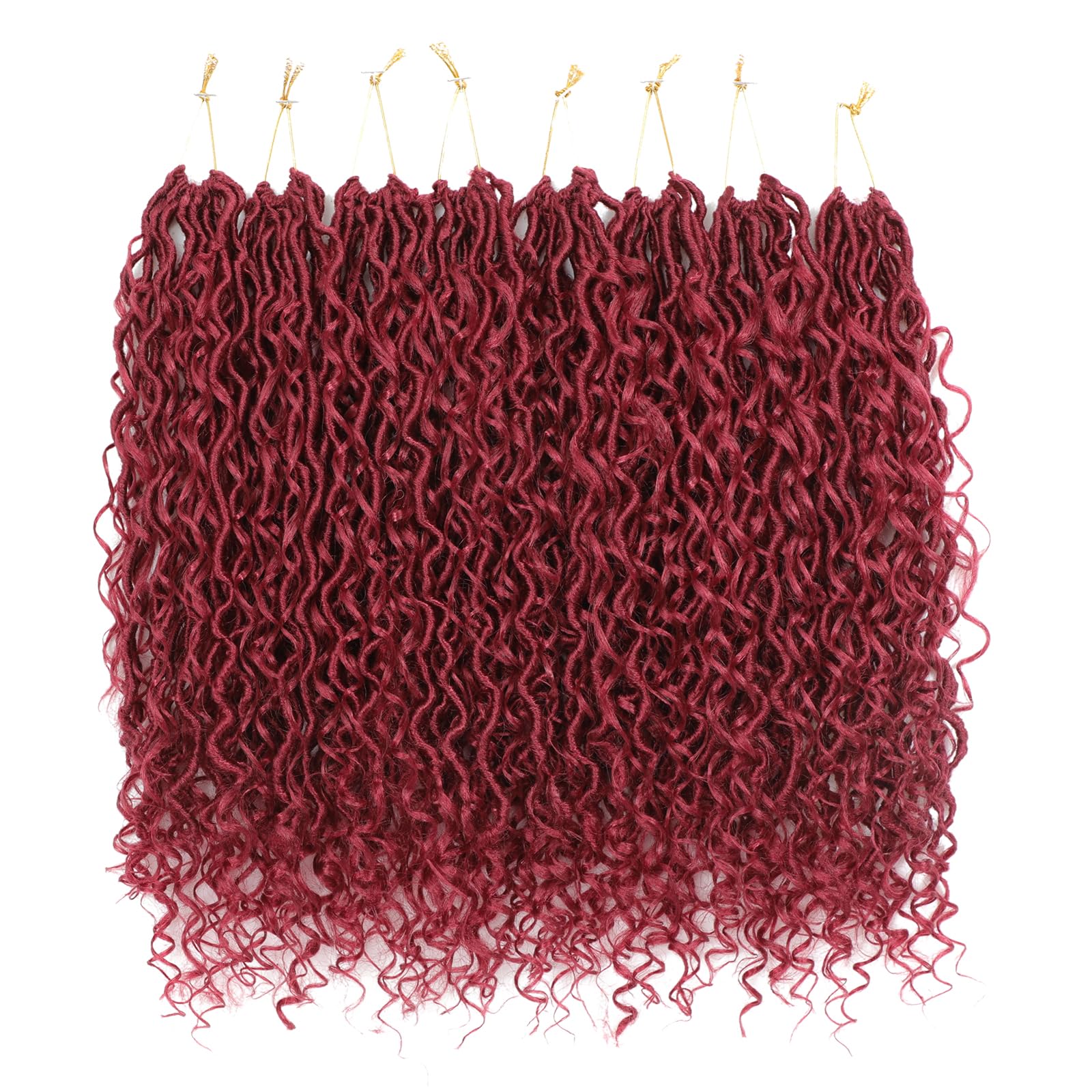 8 Packs Goddess Faux Locs Crochet Hair for Black Women, Boho Style Locs, River Locs Crochet Hair with Curly Ends (22Inch, Bug#, 8Packs)