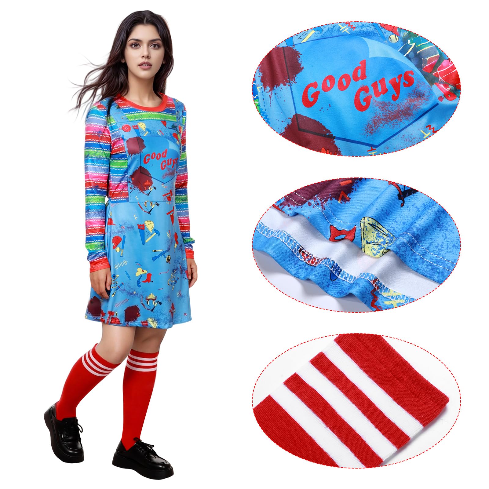 Suffolly Killer Doll Costume for Kids Play Costume (Women, M) - Image 2