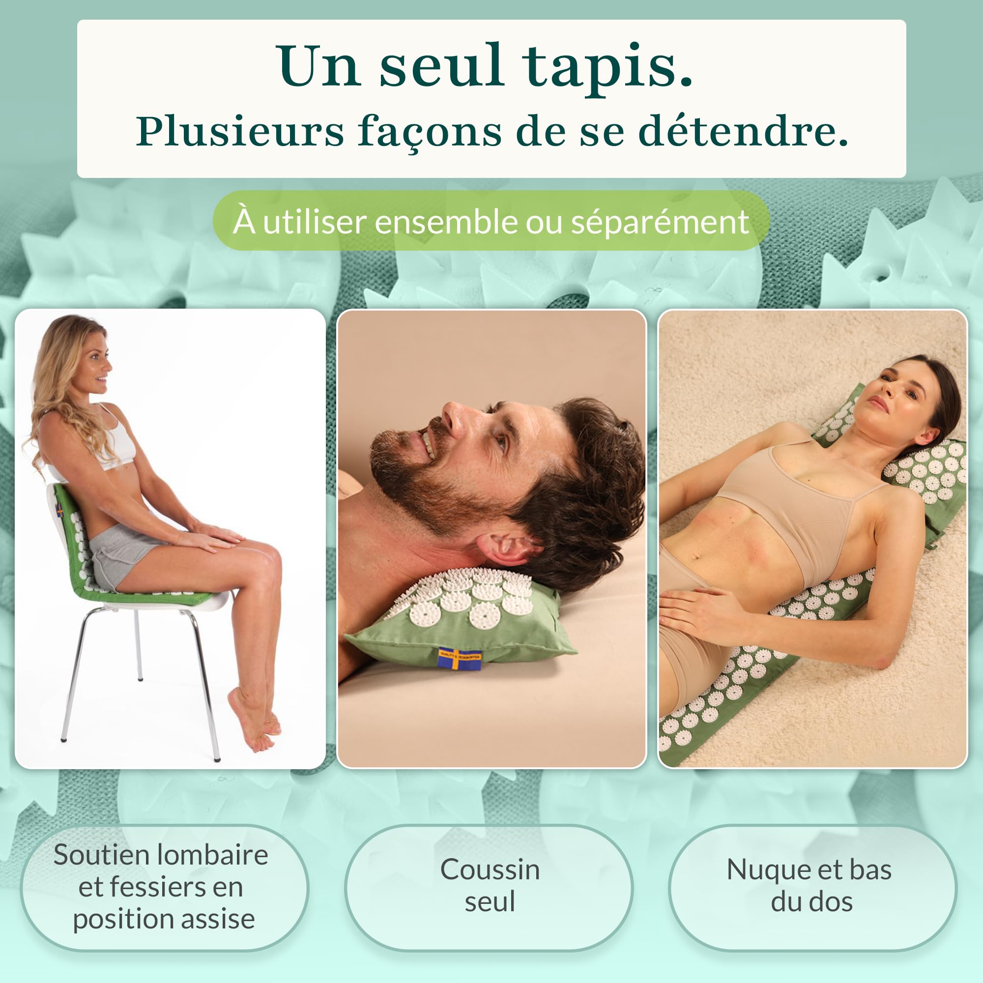 Thermo MYSA Duo - Tapis d'acupression Original avec Coussin Thermique – Relaxation Dos et Nuque, Fleurs à 33 Points de précision, Bien-être Total, Design suédois