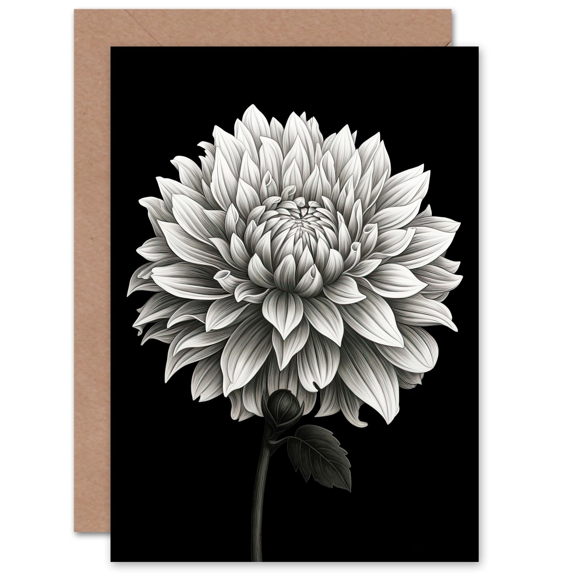 Elegant Dahlia Flower Bloom Sympathy Thinking of You Blank Greeting Card