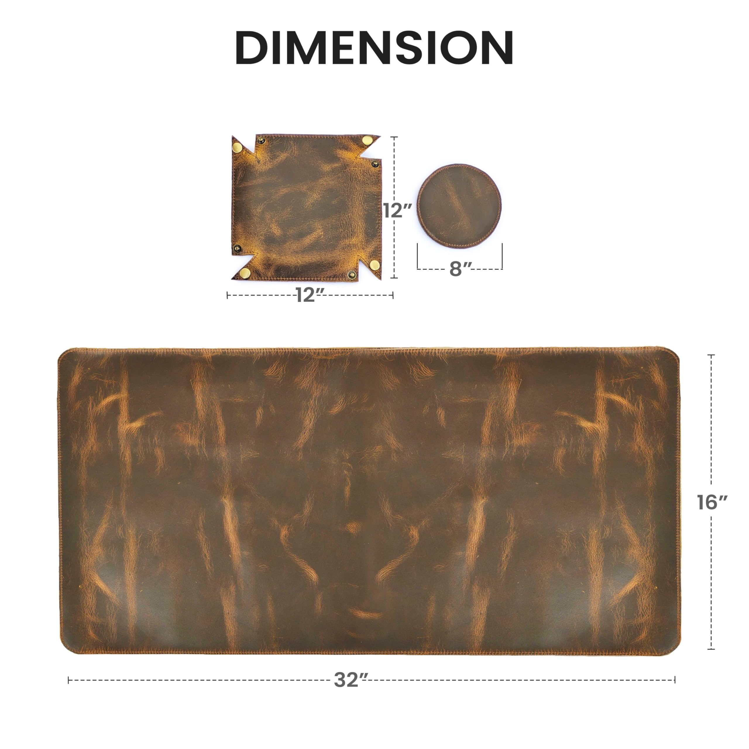 LEATHER VILLAGE Schreibtischunterlage aus echtem Leder für Schreibtisch und Laptop, mit Ledertablett und Tee-Untersetzer, 3 mm dick, Schreibtischabdeckung aus echtem Leder, Braun, 81,3 x 40,6 cm | 81,3 x 40,6 cm, große Vollnarben-Schutzfolie für Tastatur,