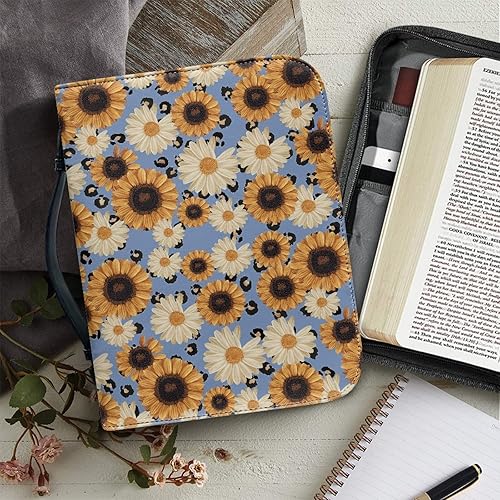 Miniatura 4 de Bengbobar Funda para la Biblia con diseño de margaritas de girasol para mujeres y hombres, funda para la Biblia con asa, impermeable, protector de