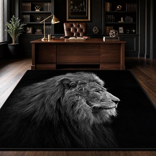 9CH Art Lion Head Area Rug, 5' x 7'