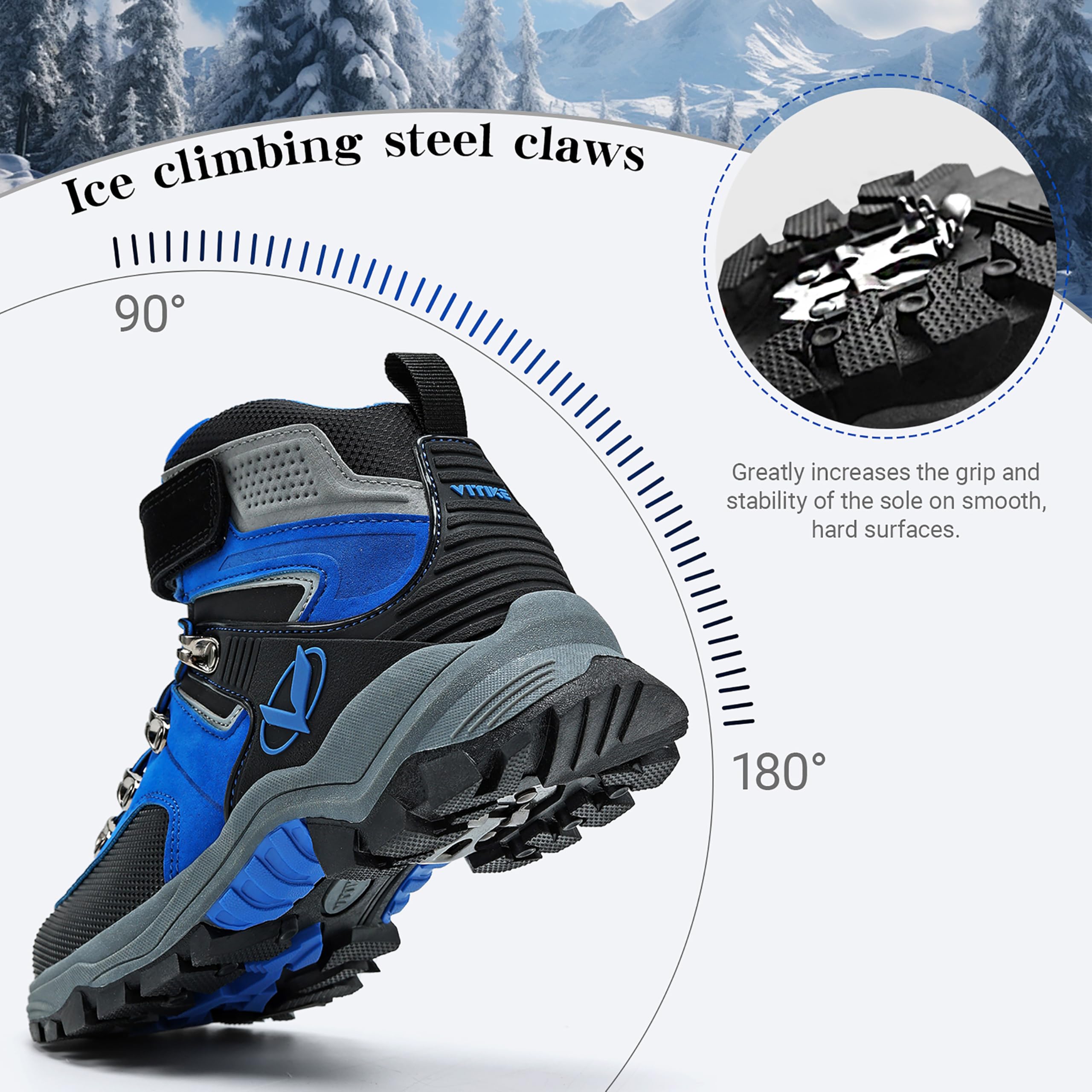 ASHION Enfants Chaussure en Coton Hiver Chaude Chaussure de Randonnée Bottes de Neige