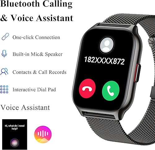 Miniatura 3 de Popglory Reloj inteligente para responderhacer llamadas, reloj inteligente de 2.01 pulgadas con control de voz AI, presión arterialSpO2monitor de