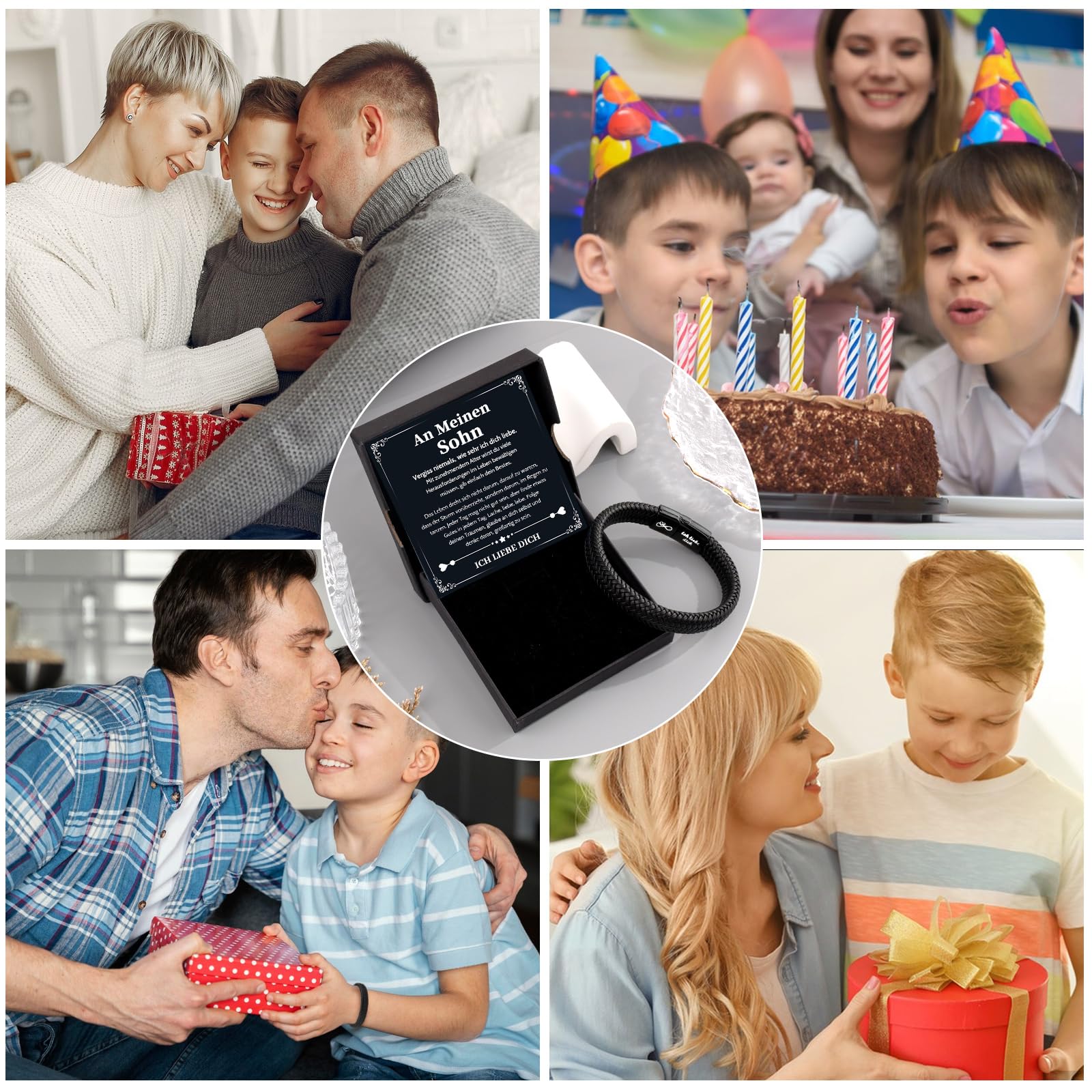 VU100 Ich Liebe Dich Geschenke für Männer, An Meinen Sohn/Mann/Papa/Bruder Lederarmband Herren mit Gravur Geburtstag Weihnachten Geschenk für Ihn Freund Ehemann Jungen, Valentinstag Jahrestag Geschenk