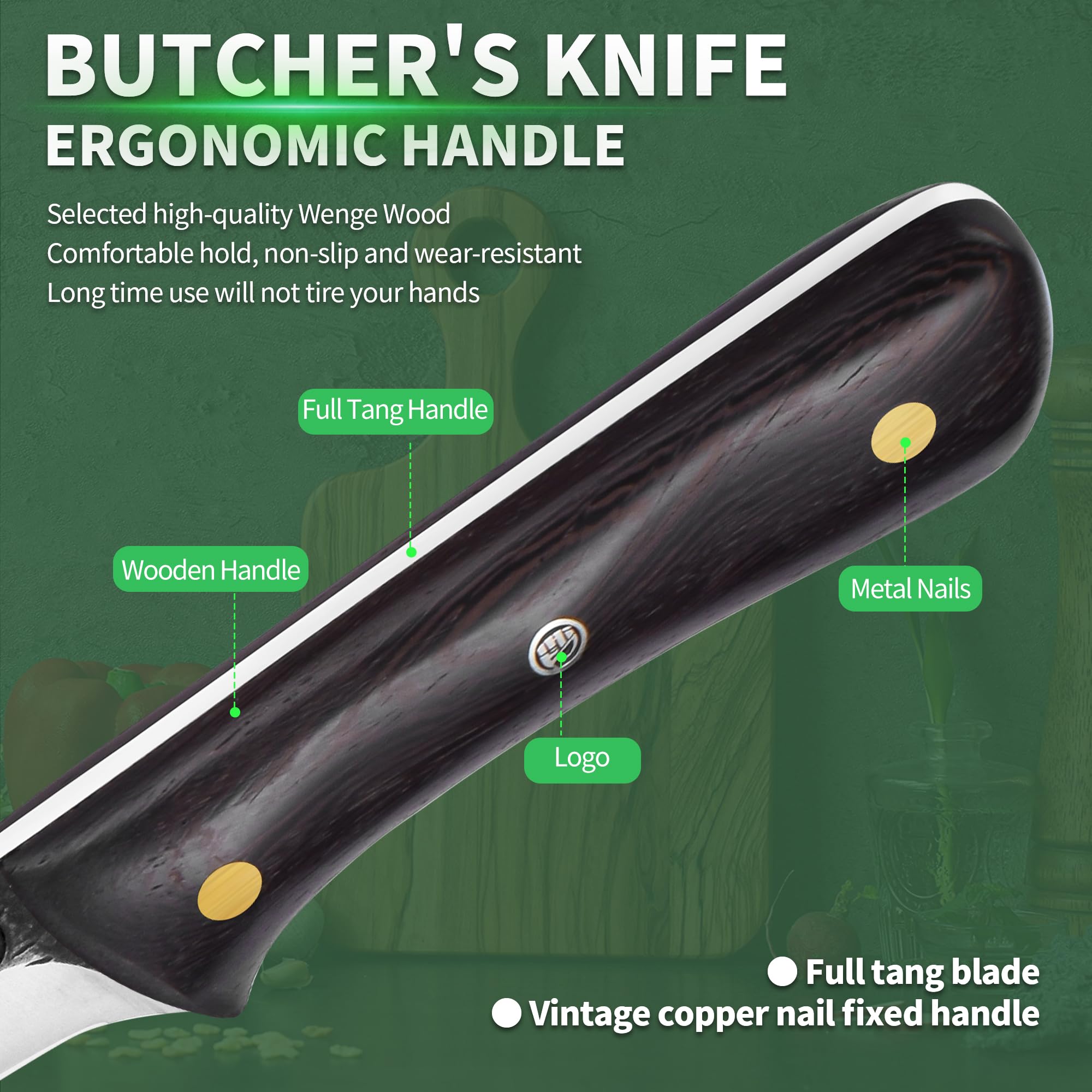 FULLHI 2pcs Manico in legno per disossare con fodero, coltello da pesca in acciaio ad alto tenore di carbonio per affettare e disossare, per cucinare in campeggio e per il barbecue. (Marrone, 14.1cm)