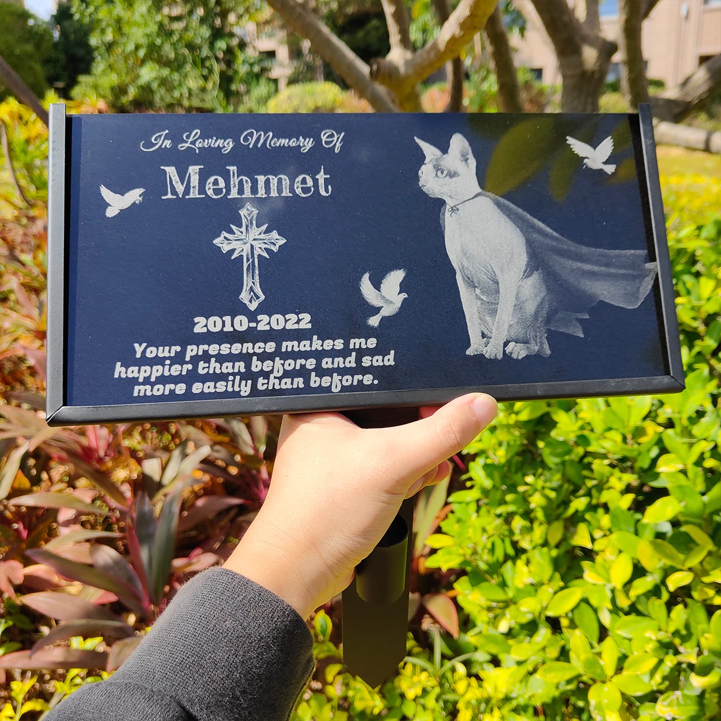 LIPHCEF Dog Memorial Gifts,Dog Memorial Stone,Pet Grave Markers Personalized,Pet Headstone,Cat Memorial? Heart-Shaped? (Rectangle, 12 inch)