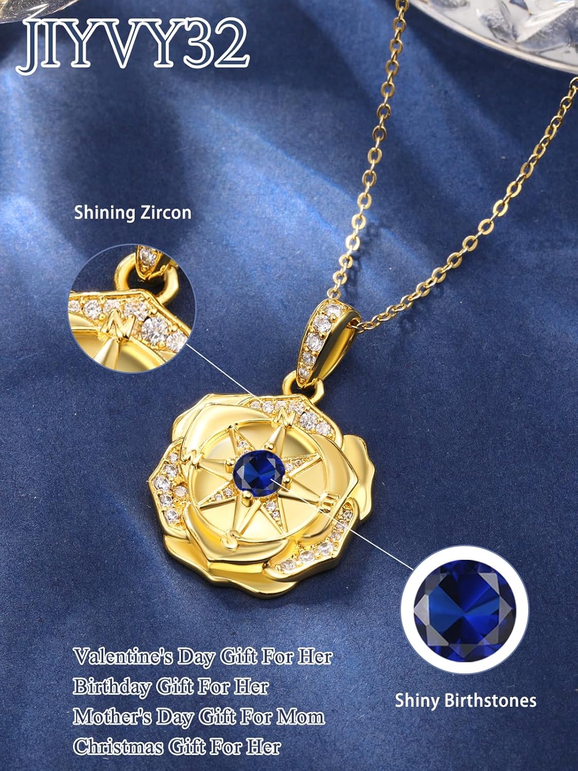 14K Gold Compass Necklace For Women I'd be lost without you Pendant Necklace Valentine‘s day Mother's day Gift For Women Wife Mom Her - Image 3