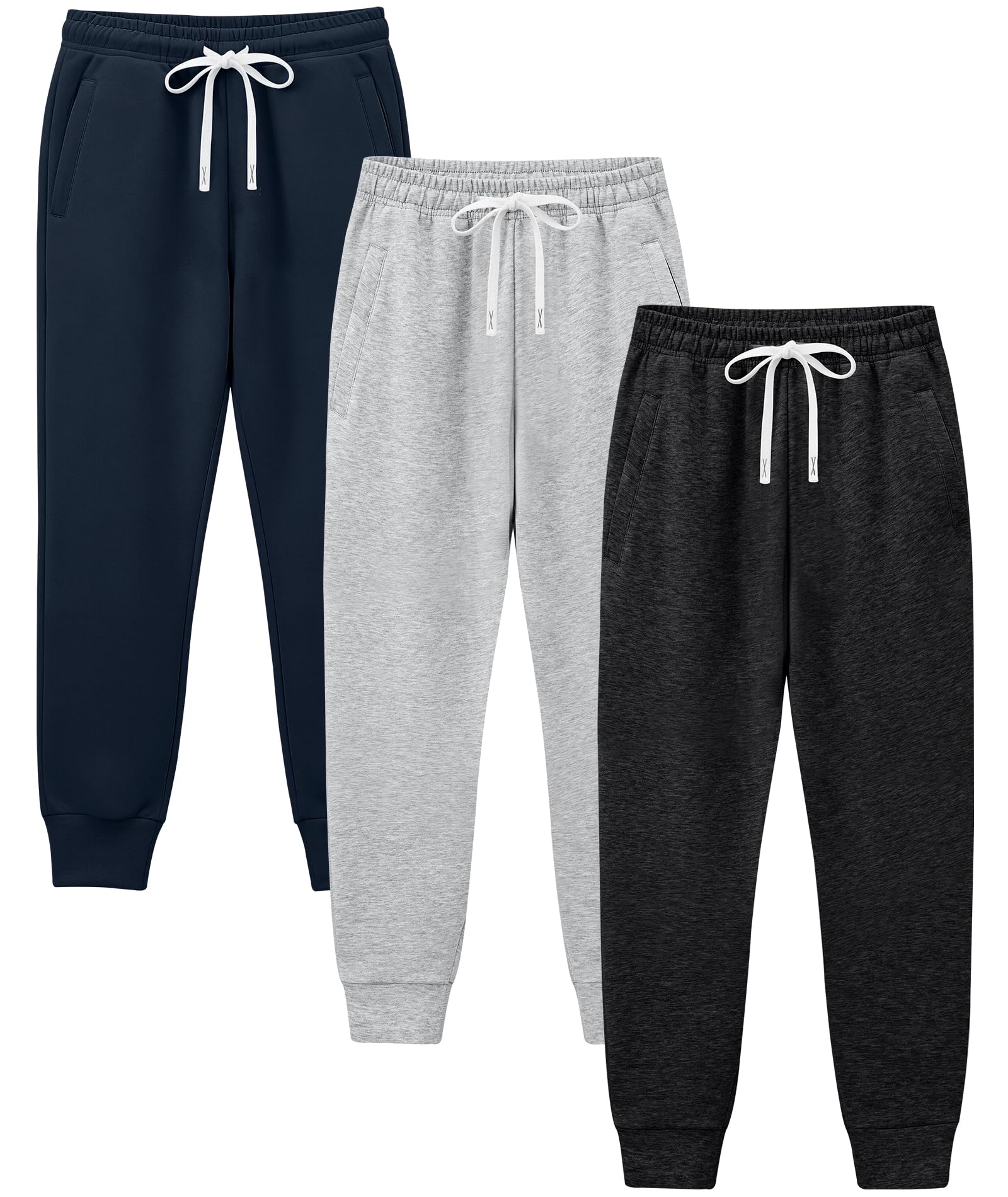 Holure Jungen Jogginghose Baumwolle Kinder Trainingshose mit Reißverschlusstaschen Verstellbarer Bund Weich Freizeithose für Sport Schule 1er/3er Pack